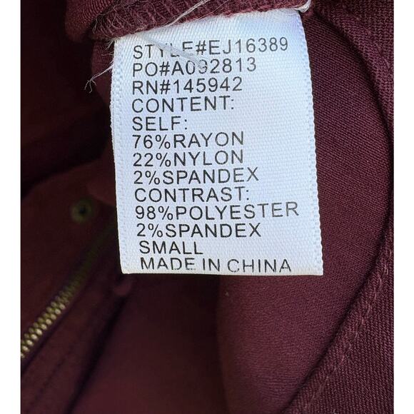 Eden Society Holly Cargo Jacket Contrast Hood Stretch Lightweight Burgundy Red S - Picture 6 of 6